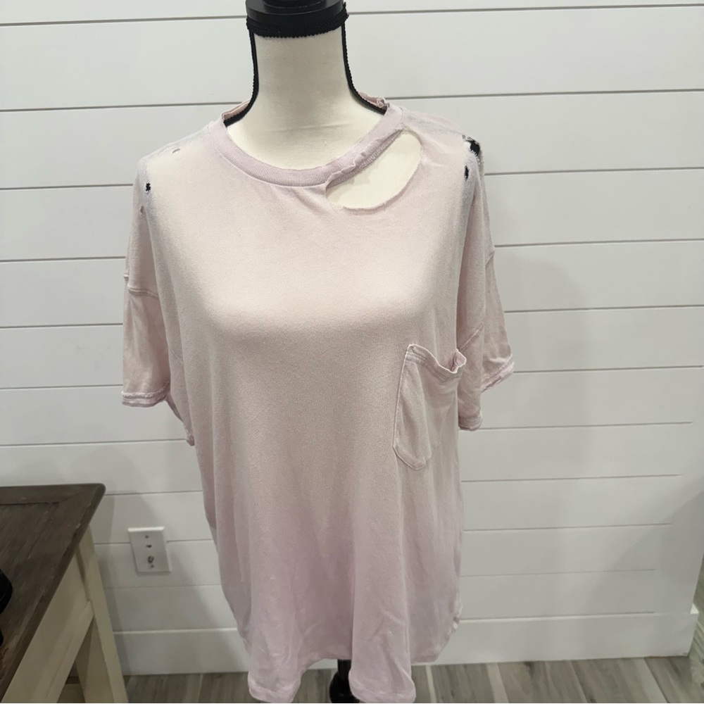 We The Free Soft Pink Cutout Tee